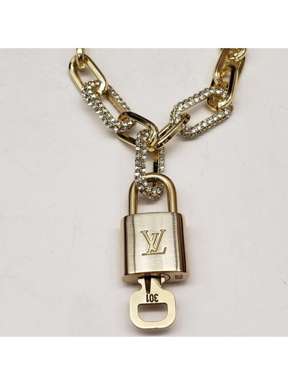 Authentic Louis Vuitton Lock & Key w/ Unbranded Gold Plated Gold Chain Necklace - Picture 6 of 8